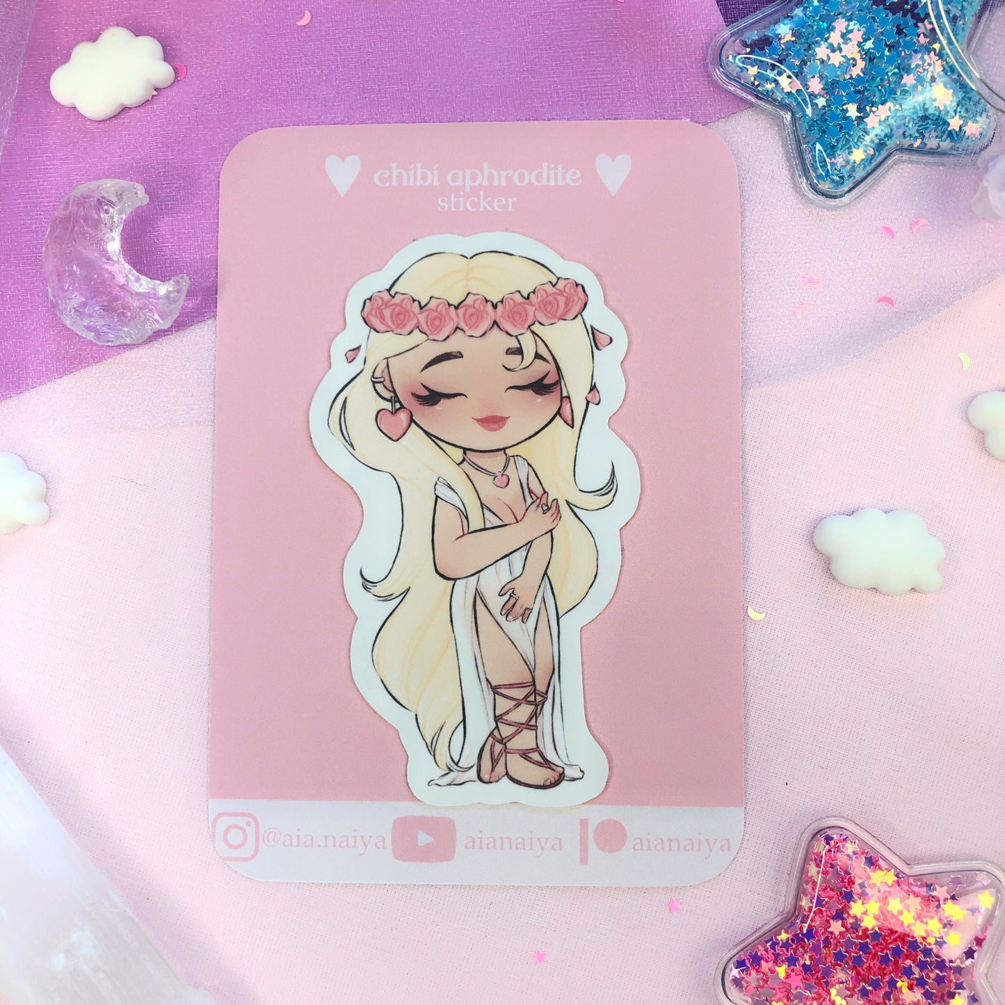 aphrodite chibi die cut sticker flake