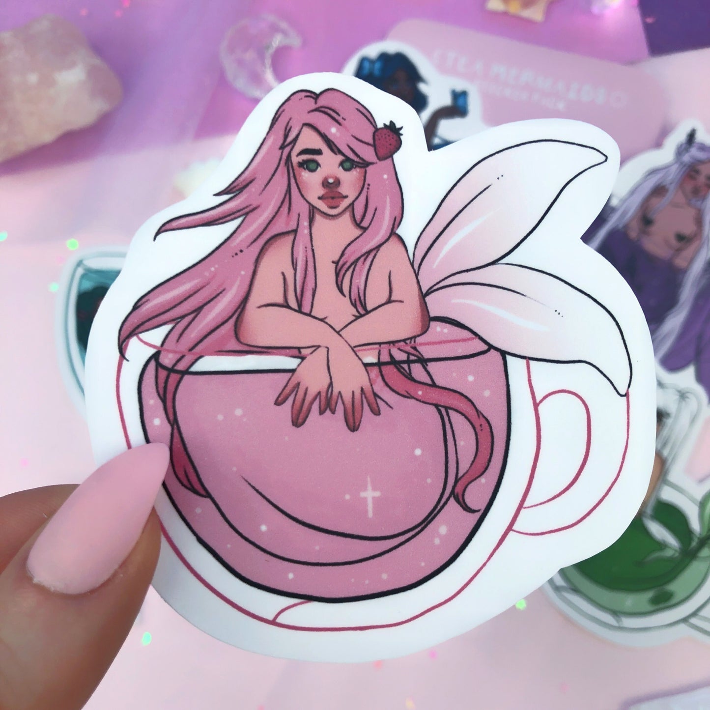 tea mermaids die cut sticker pack