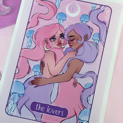 the lovers tarot card wall art print