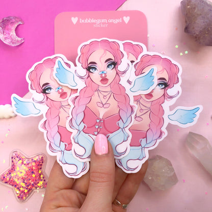 bubblegum angel die cut sticker flake