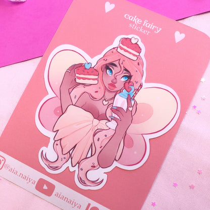 cute cake fairy die cut sticker flake