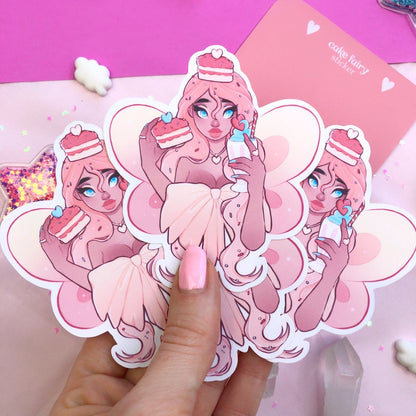 cute cake fairy die cut sticker flake