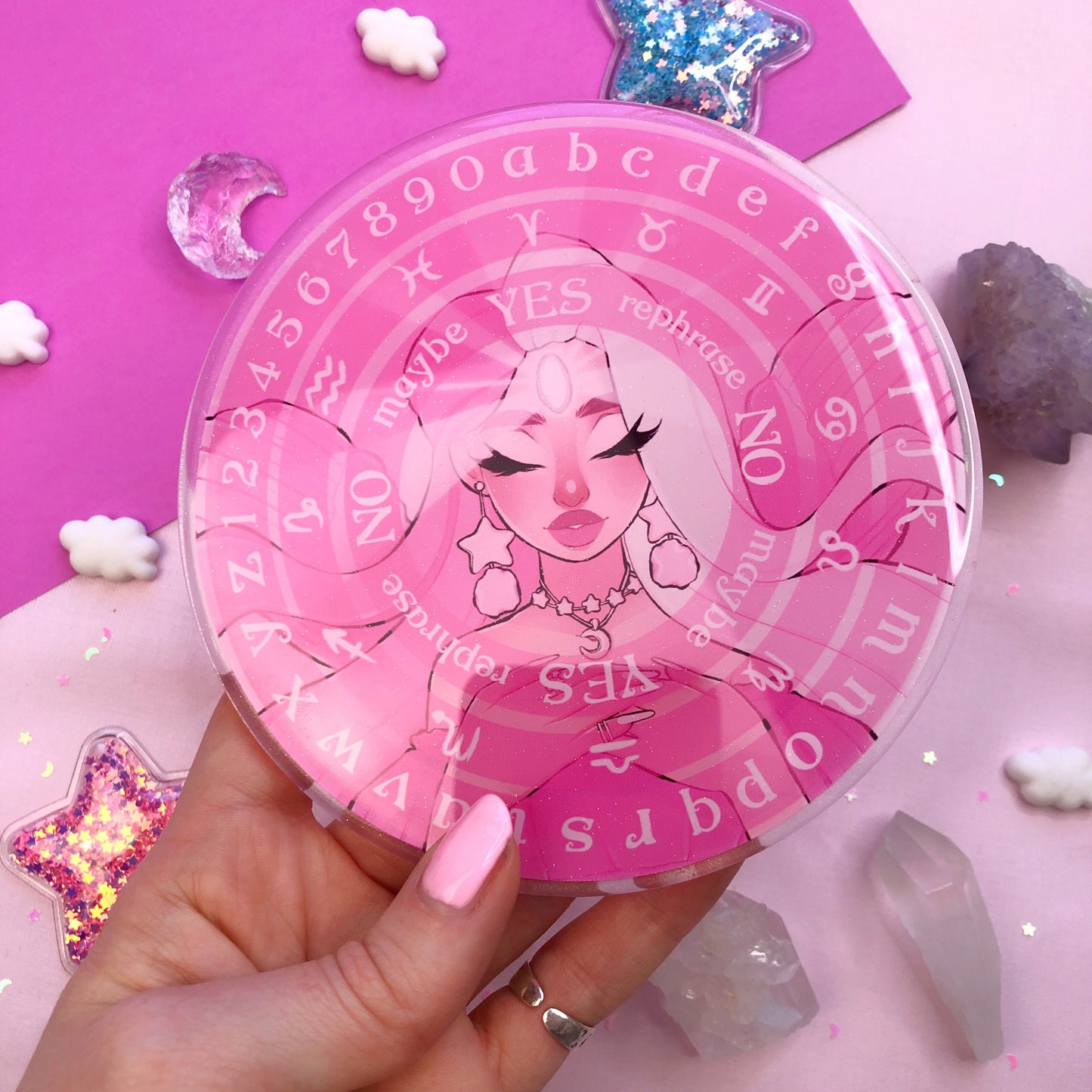 pink glitter pendulum board