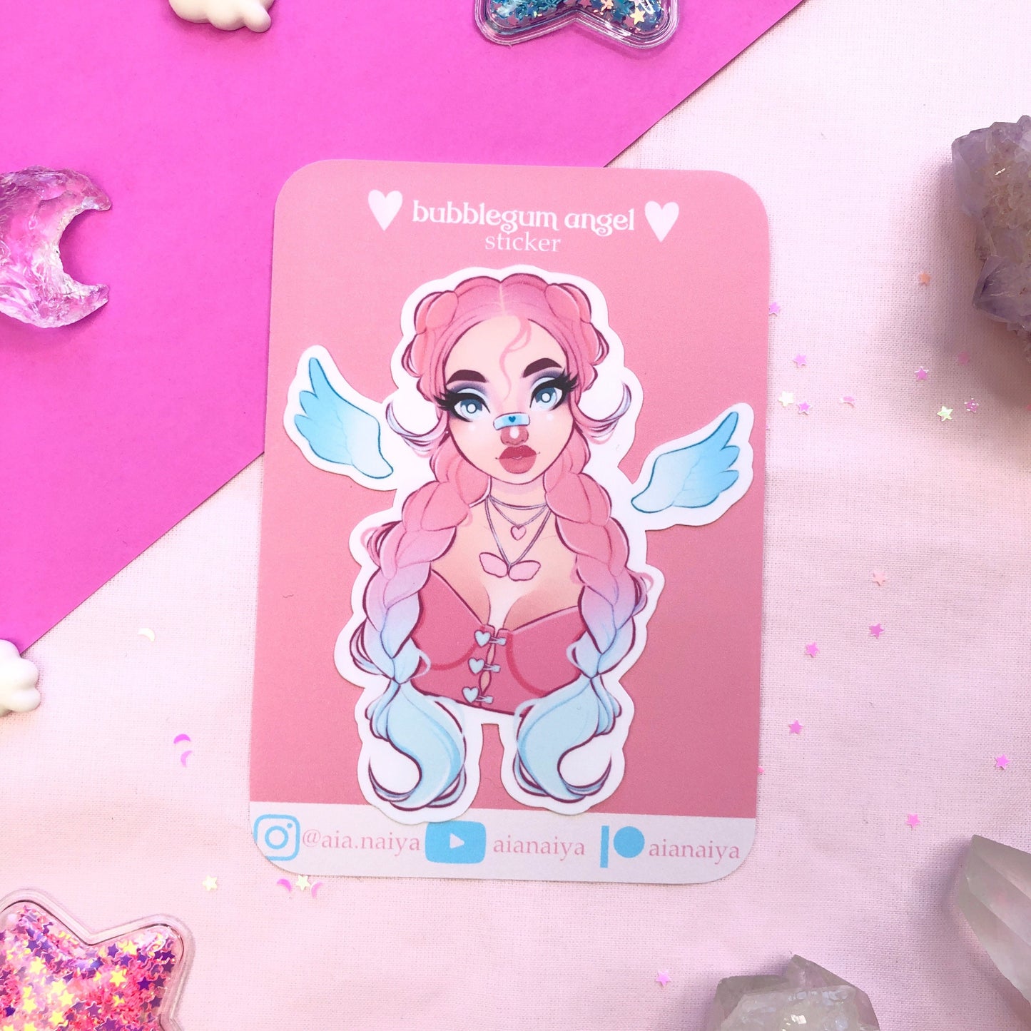 bubblegum angel die cut sticker flake