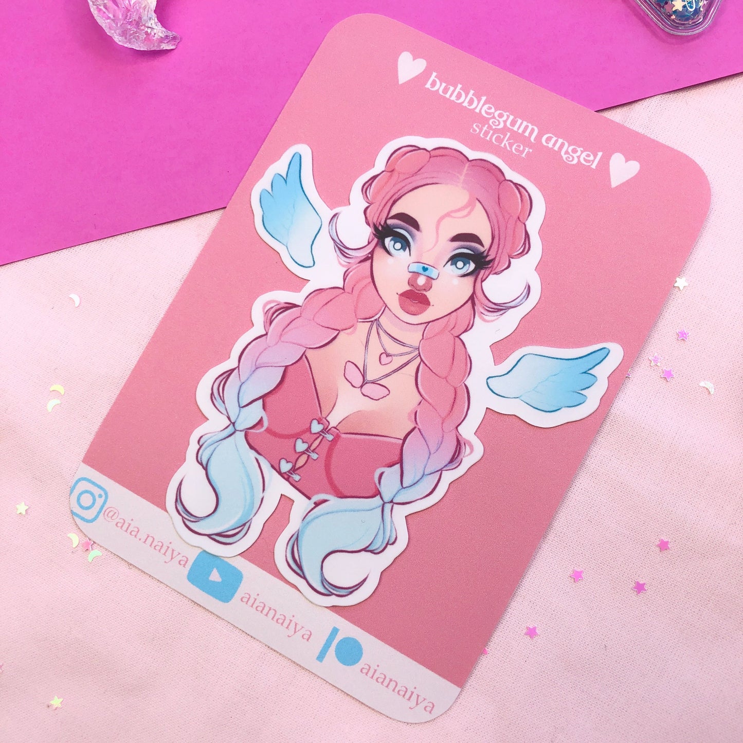 bubblegum angel die cut sticker flake