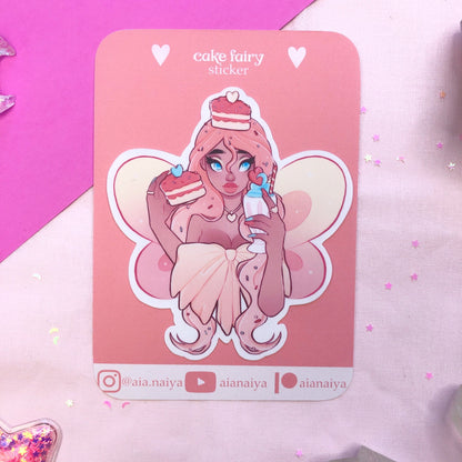 cute cake fairy die cut sticker flake