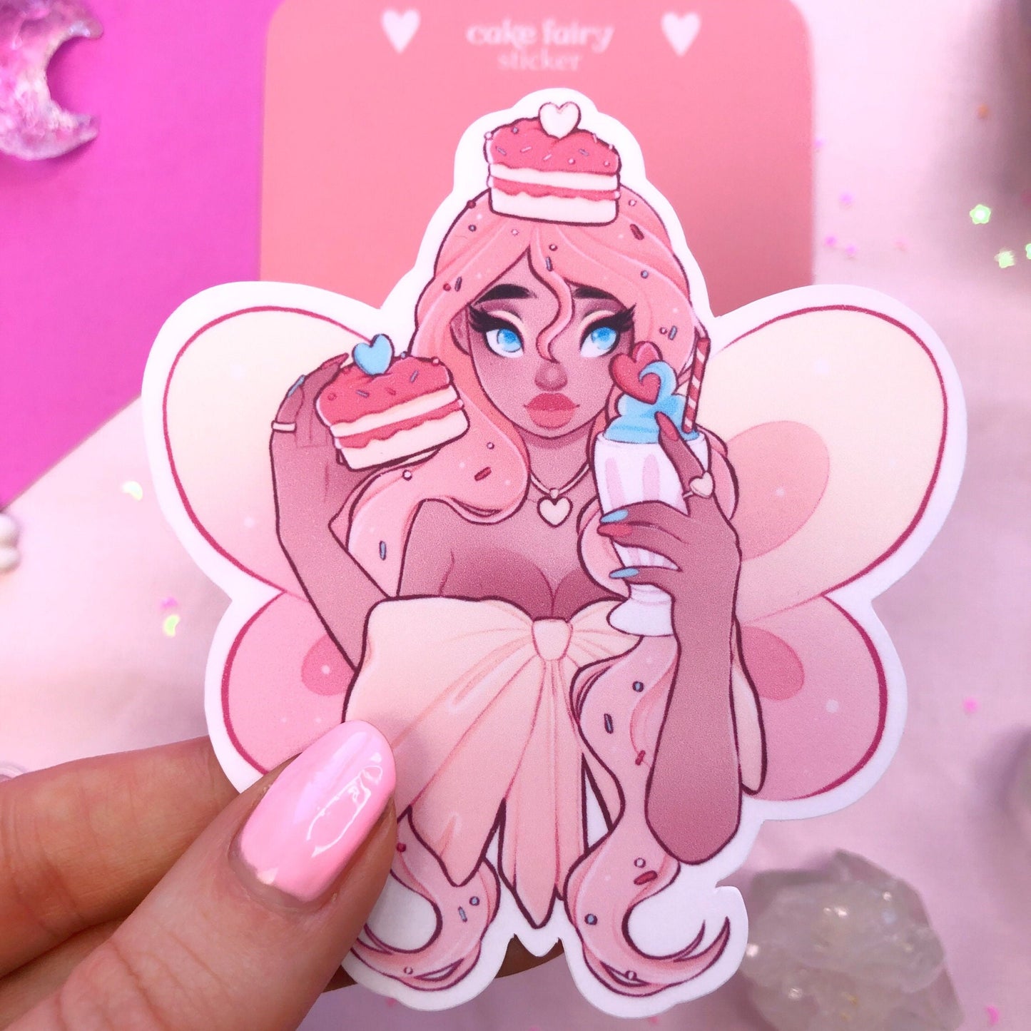 cute cake fairy die cut sticker flake