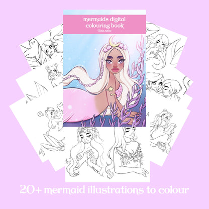 mermaids digital colouring book