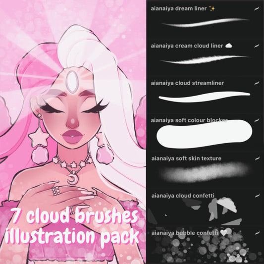 7 cloud brushes illustration pack for procreate