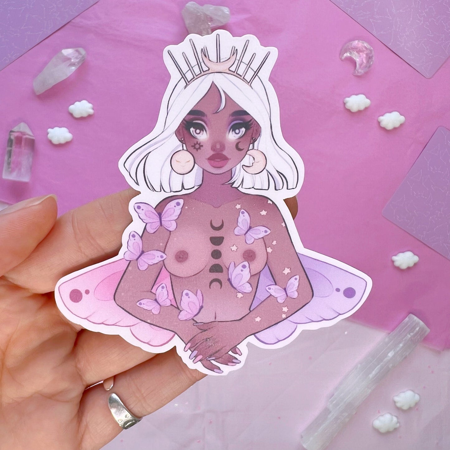 butterfly fairy goddess die cut sticker