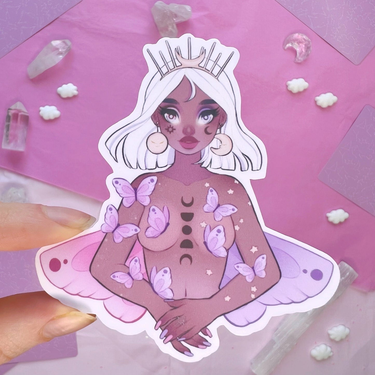 butterfly fairy goddess die cut sticker