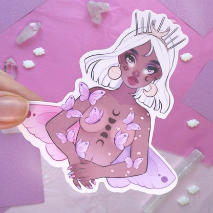 butterfly fairy goddess die cut sticker