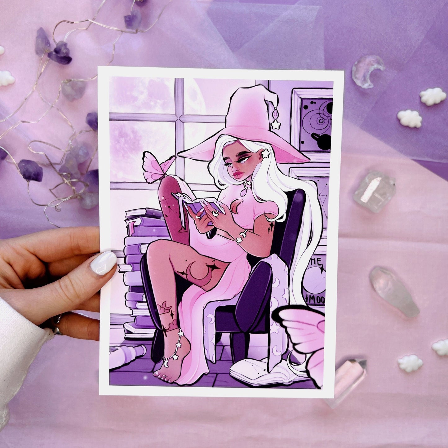 pink star witch nova wall art print