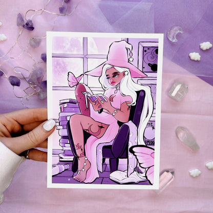 pink star witch nova wall art print