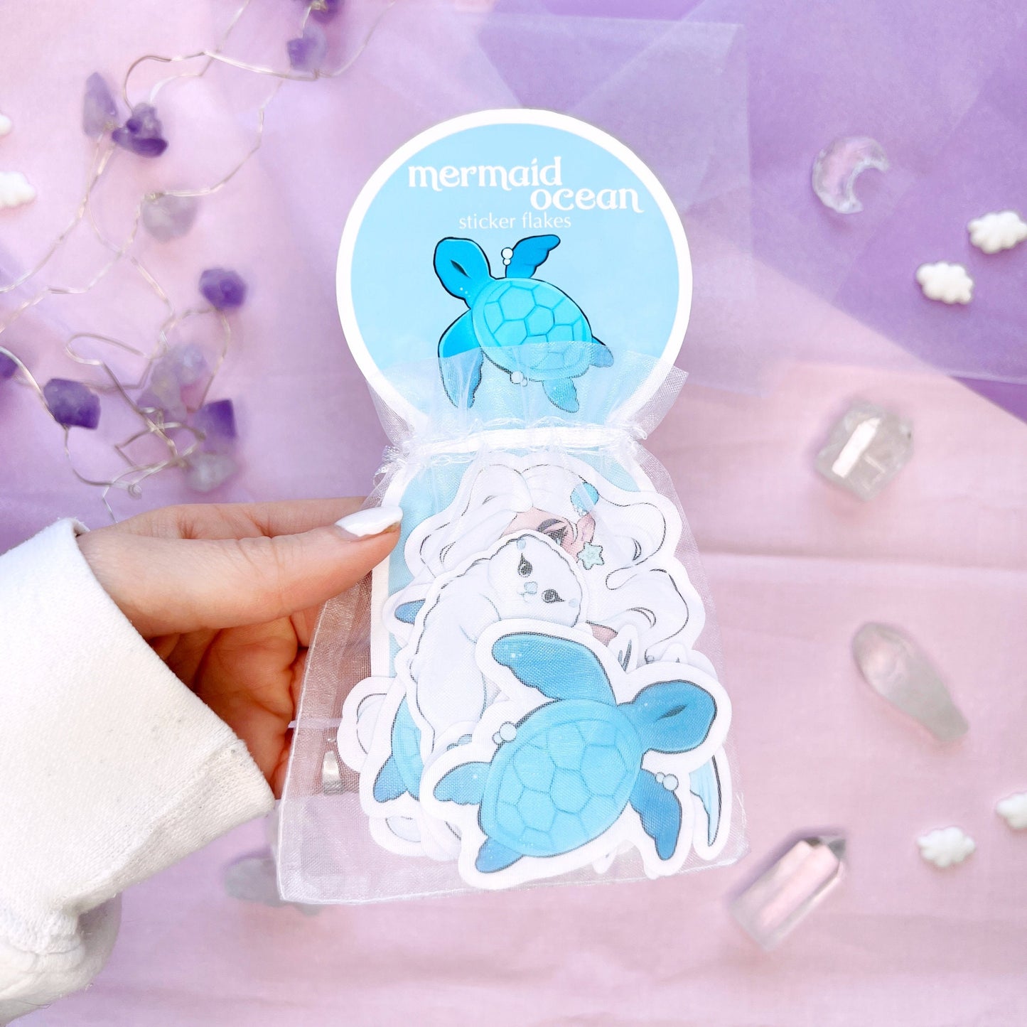 blue mermaid ocean sticker flakes pack