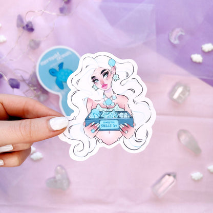 blue mermaid ocean sticker flakes pack