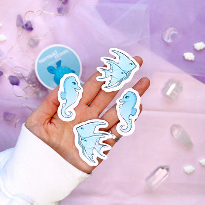 blue mermaid ocean sticker flakes pack