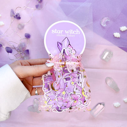 purple astrology star witch die cut sticker flakes