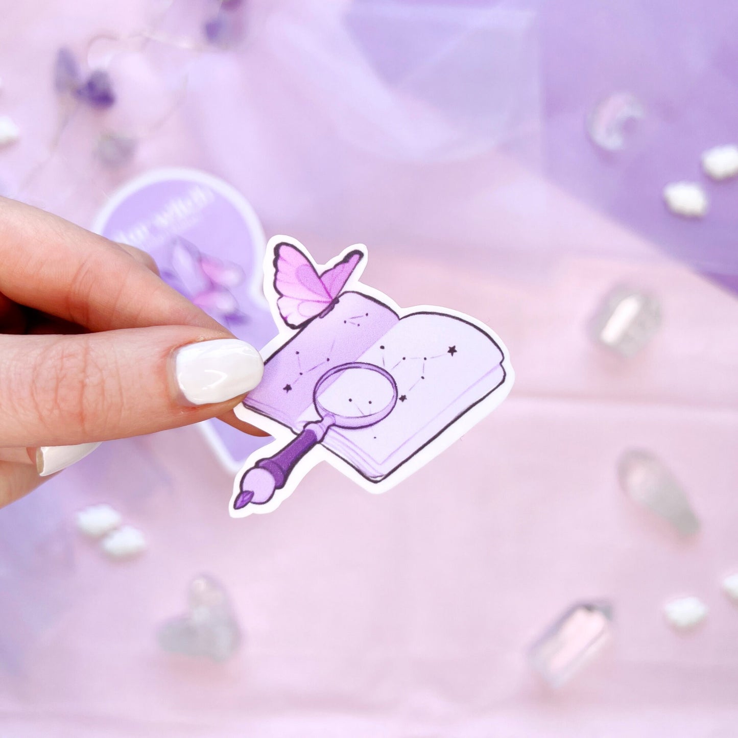 purple astrology star witch die cut sticker flakes