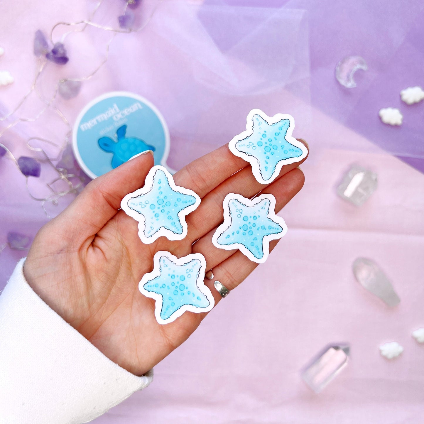 blue mermaid ocean sticker flakes pack