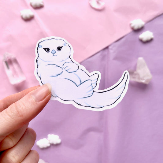 cute sea otter die cut sticker flake