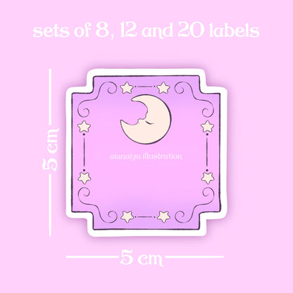 purple dreaming moon apothecary jar labels