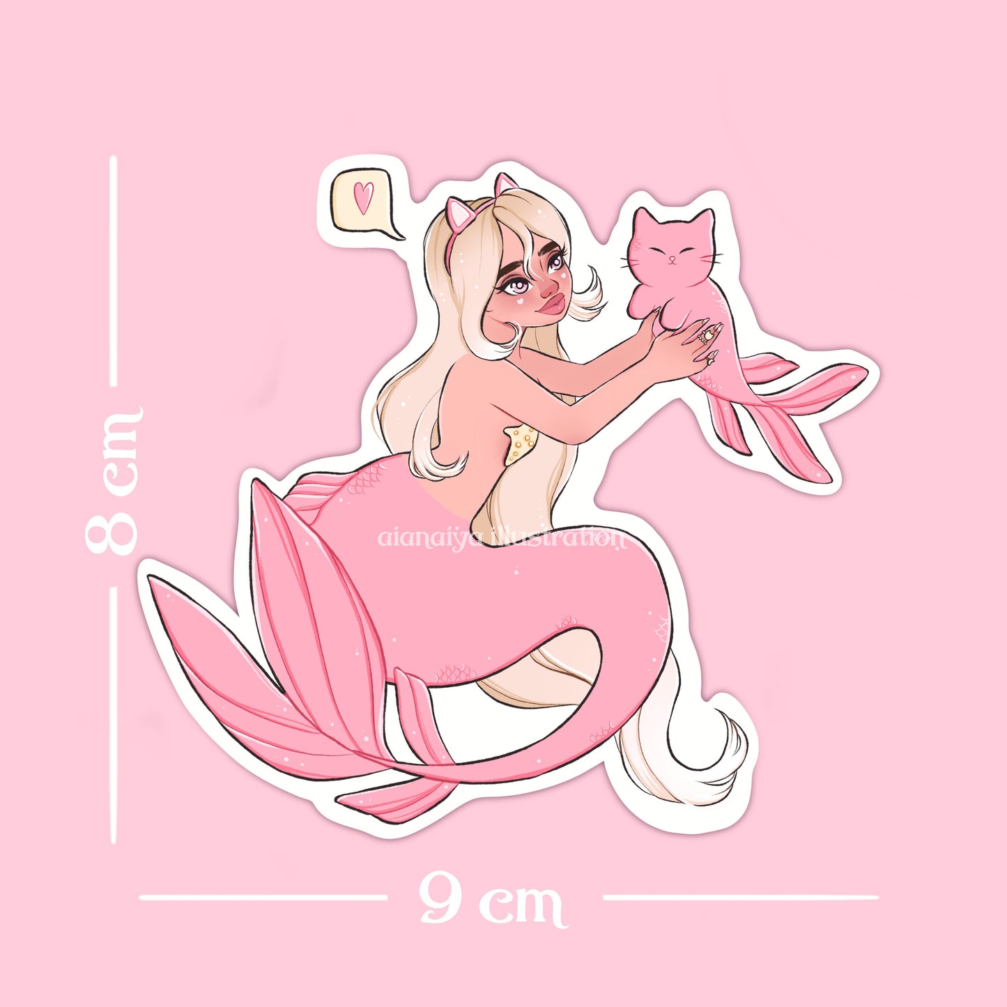 peach pink mercat mom mermaid sticker