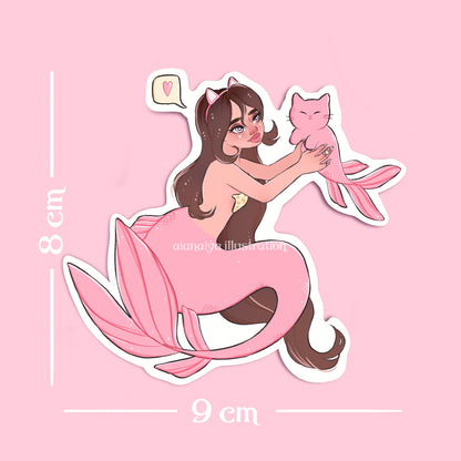 peach pink mercat mom mermaid sticker