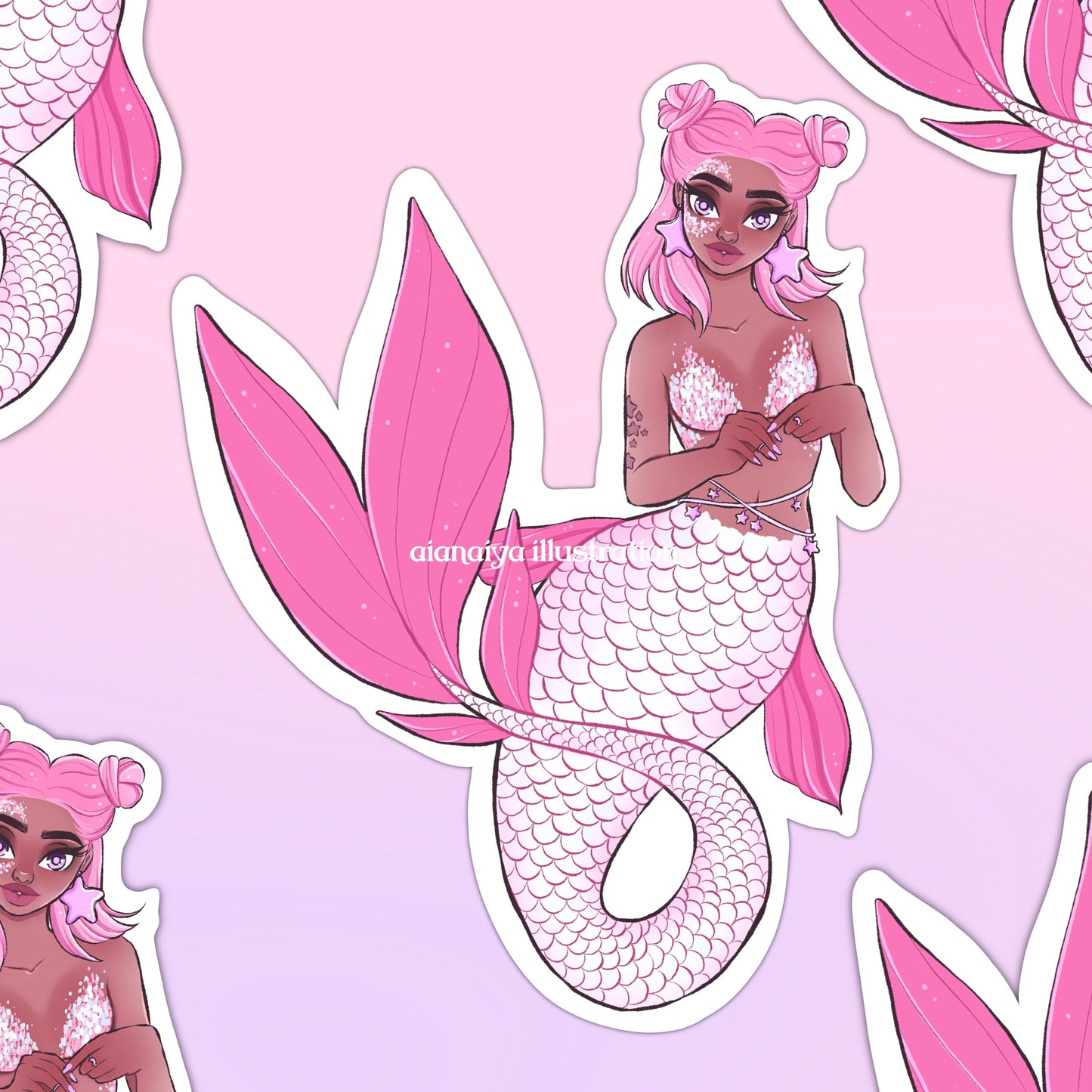 pink glitter mermaid sticker