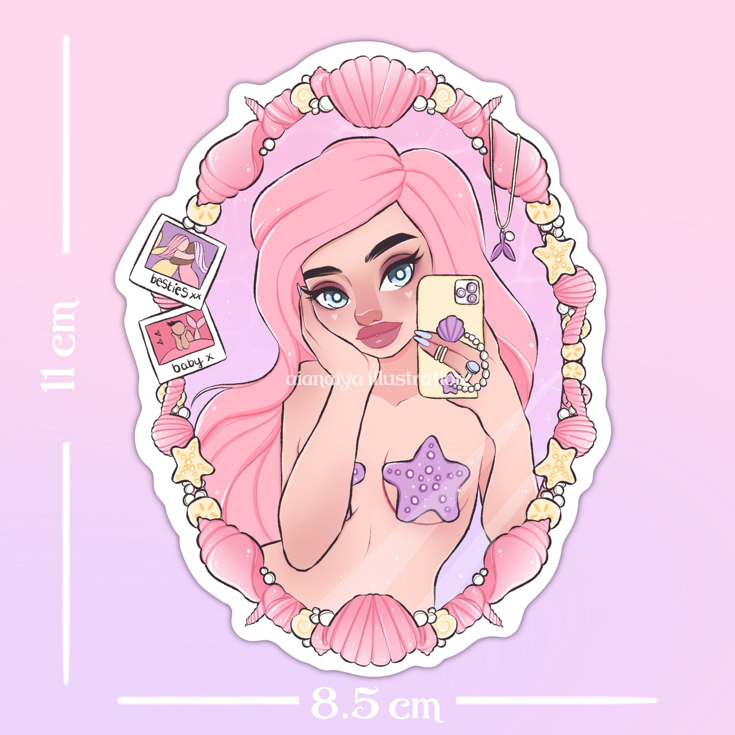 peach selfie mermaid sticker