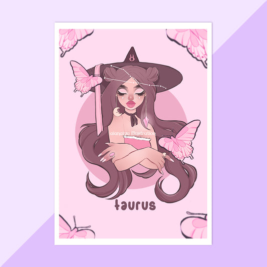 taurus zodiac witch wall art print