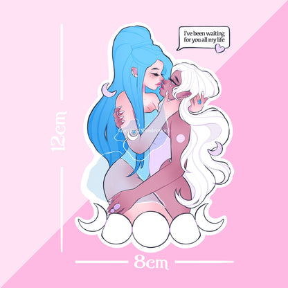 sun and moon couple die cut sticker