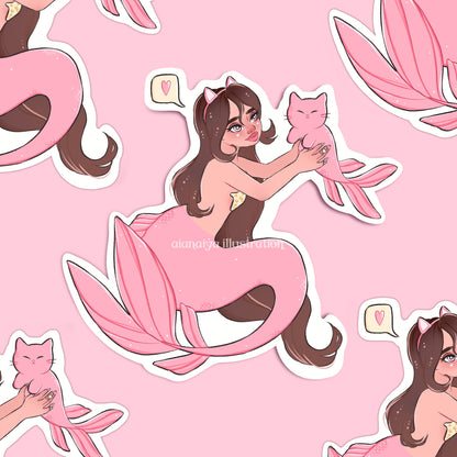 peach pink mercat mom mermaid sticker