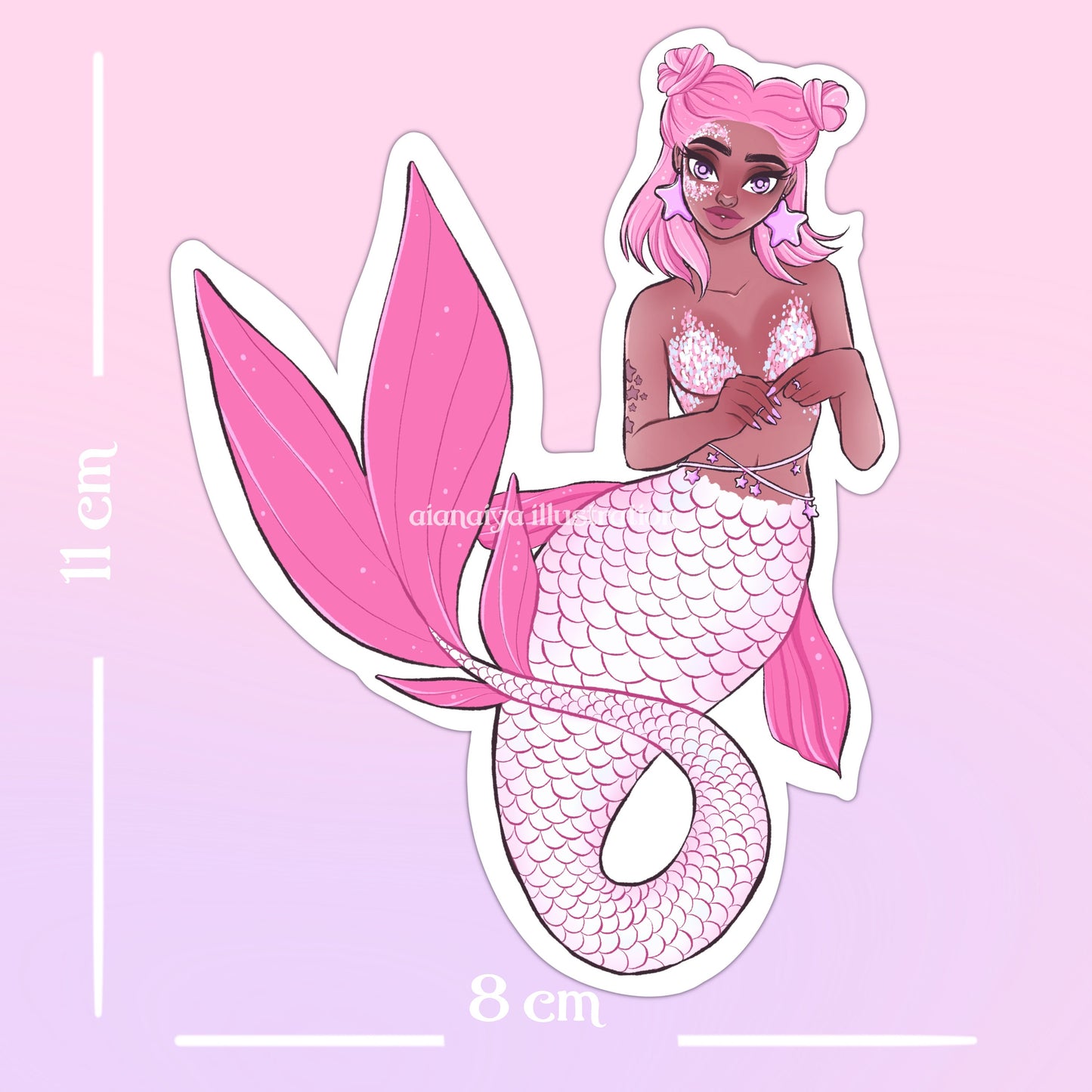 pink glitter mermaid sticker