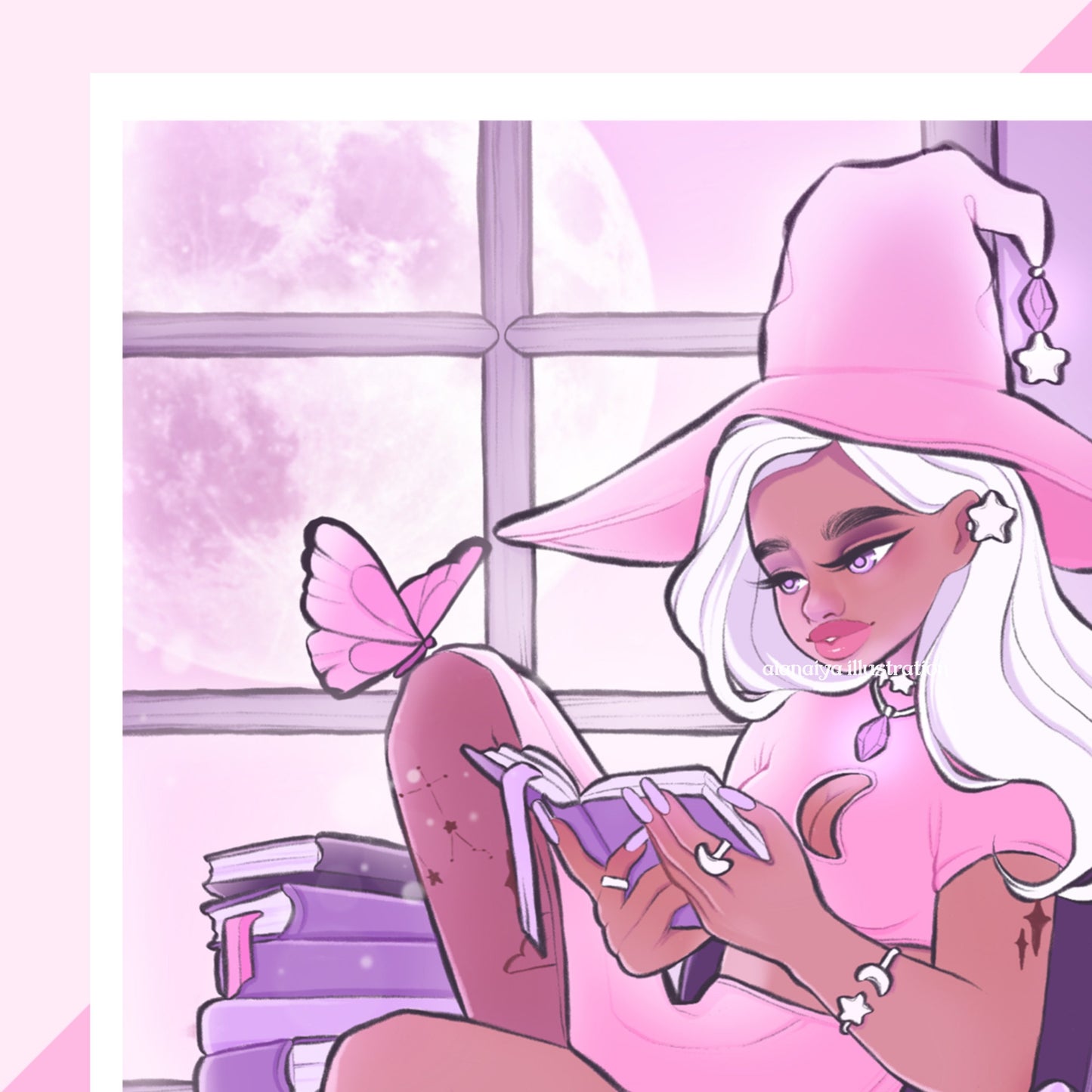 pink star witch nova wall art print