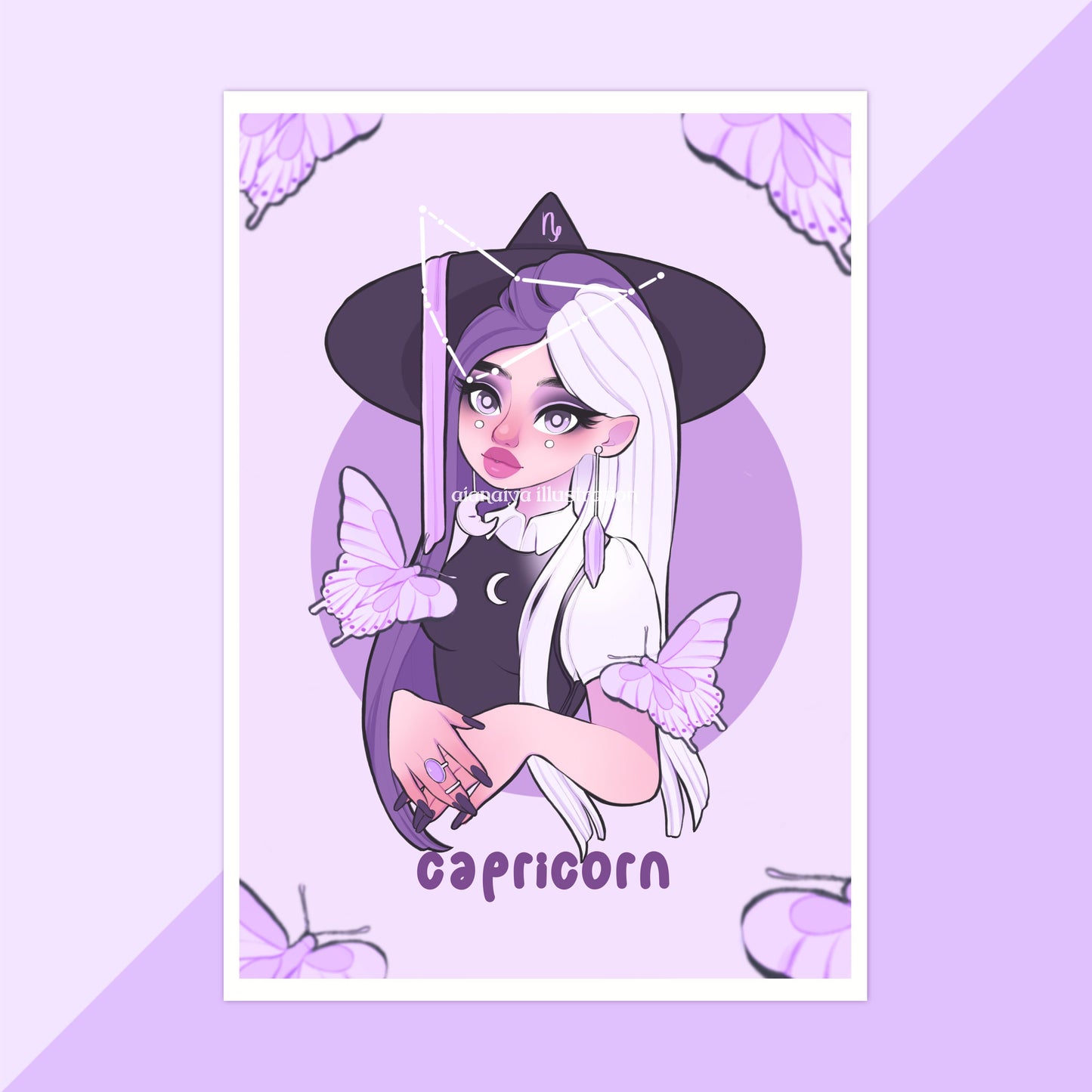 capricorn zodiac witch wall art print