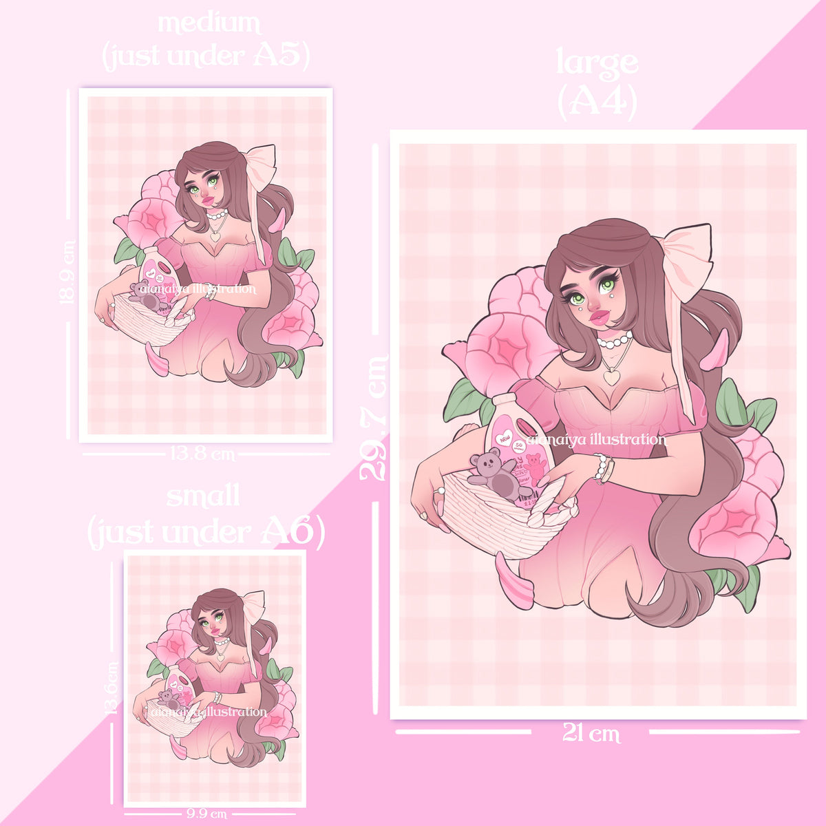 laundry cottagecore girl aesthetic pink wall art print
