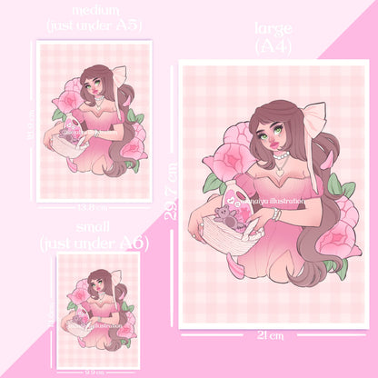 laundry cottagecore girl aesthetic pink wall art print