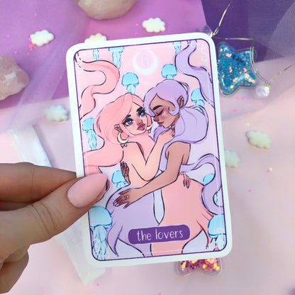 the lovers tarot card die cut sticker flake