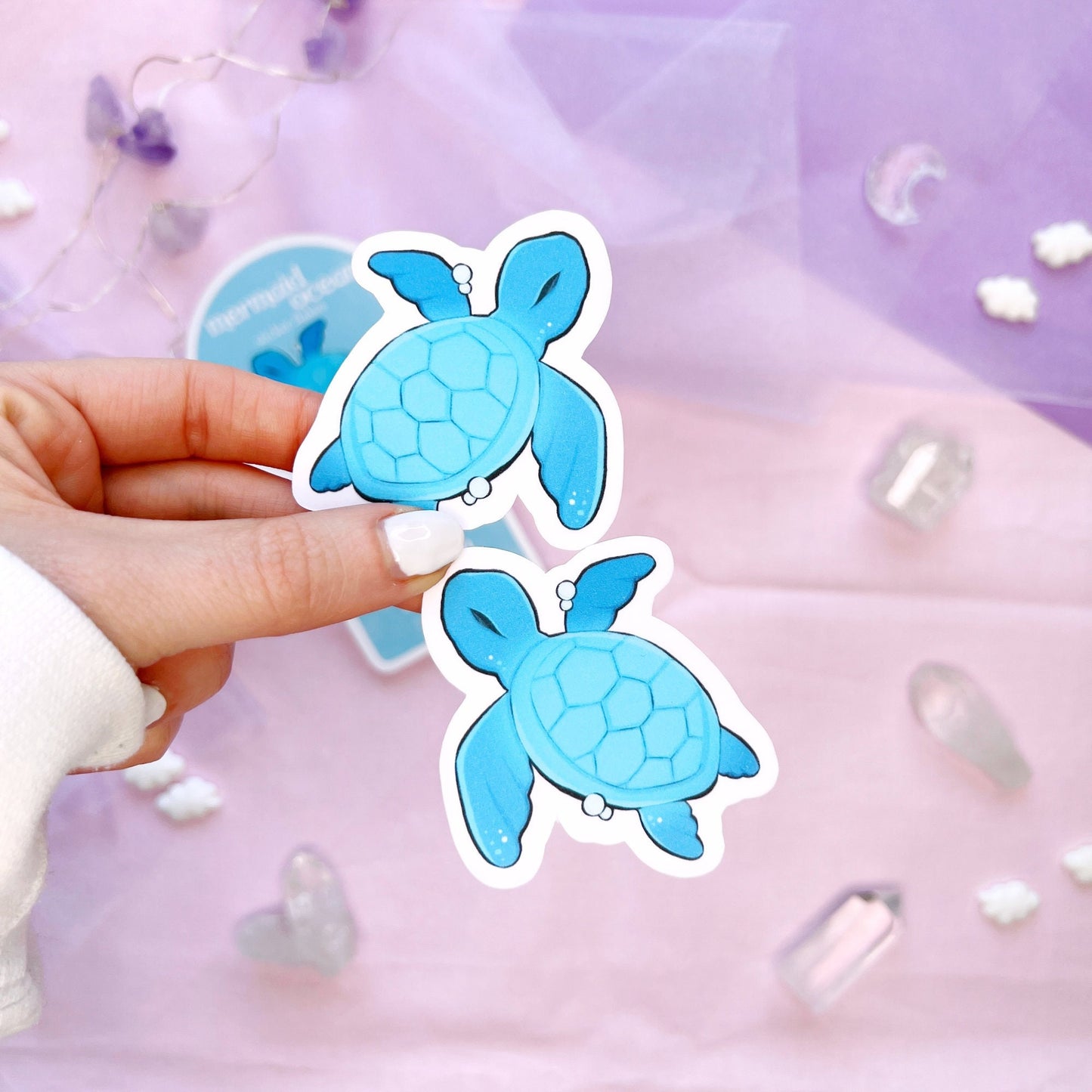 blue mermaid ocean sticker flakes pack