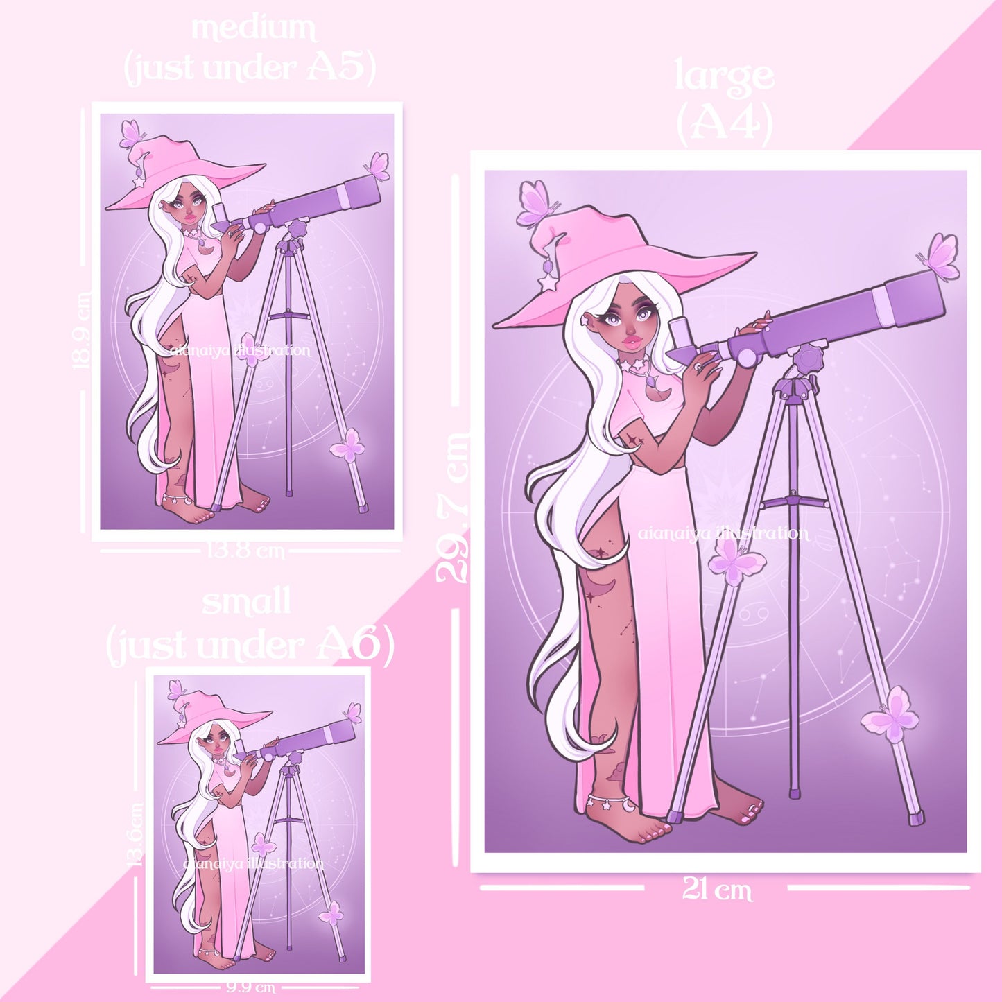 astrology witch nova telescope purple wall art print