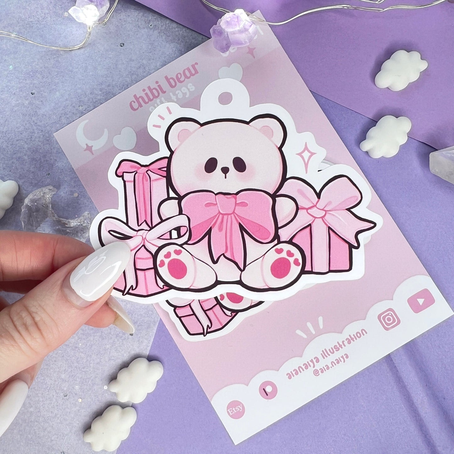 chibi bear christmas gift tags