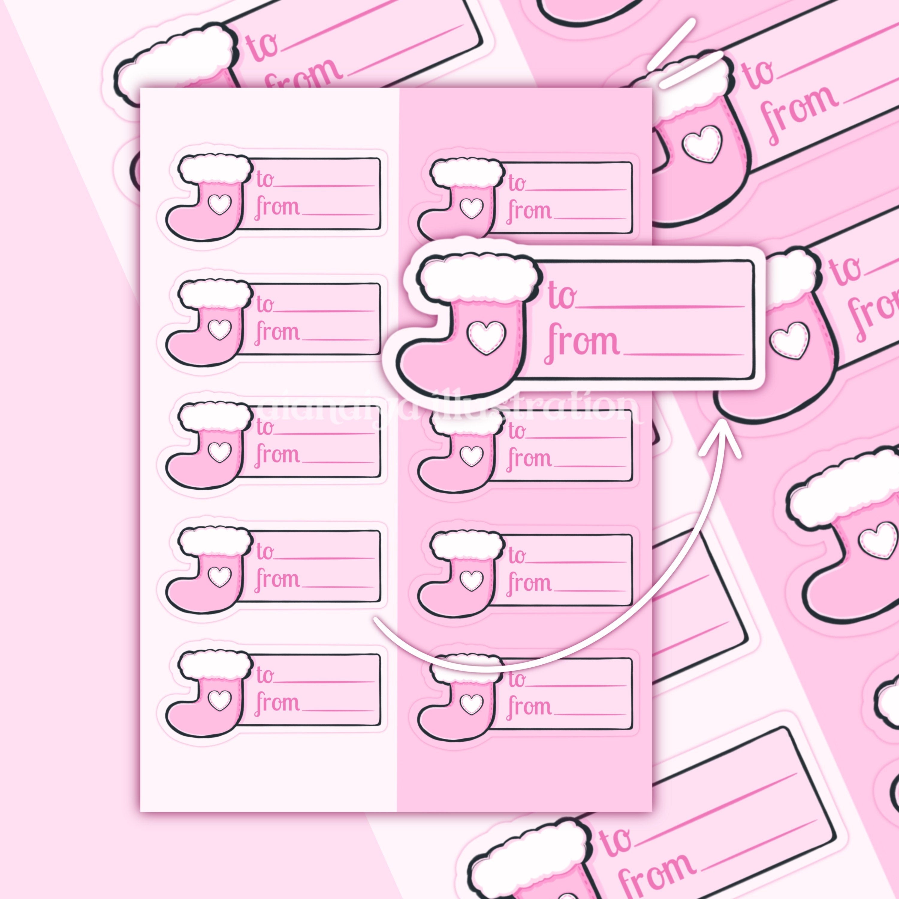 pink stocking christmas labels – aianaiya