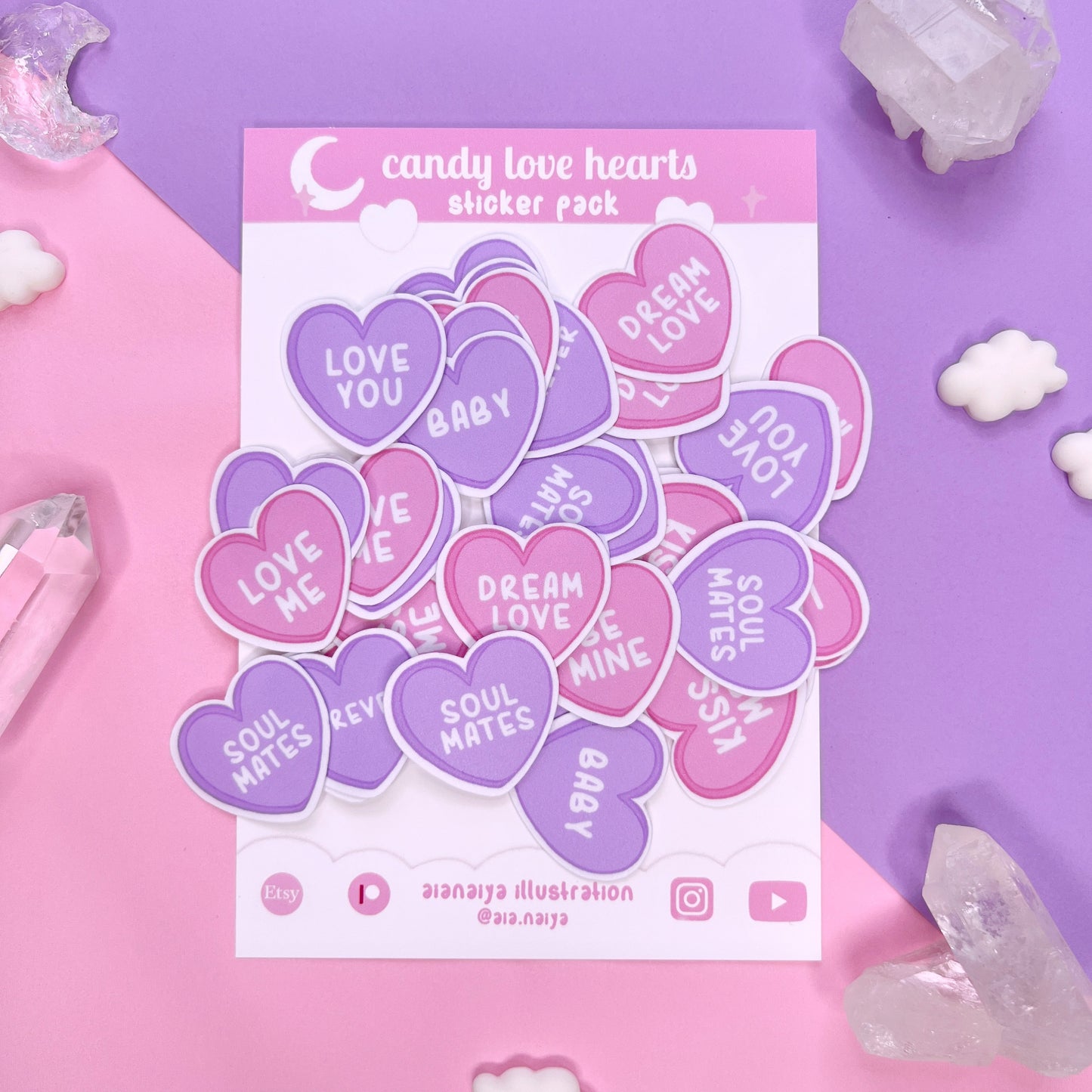 candy love hearts sticker pack