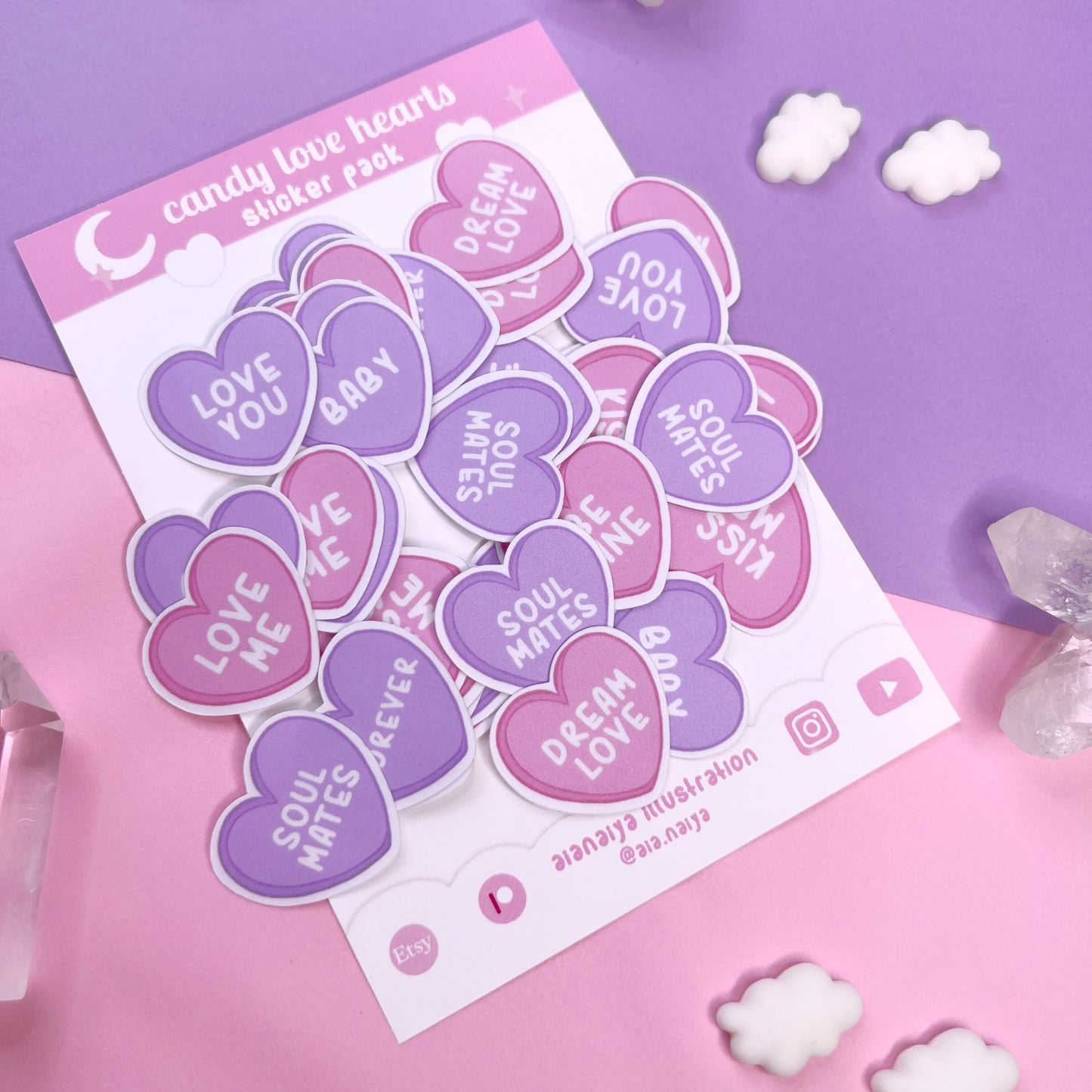 candy love hearts sticker pack