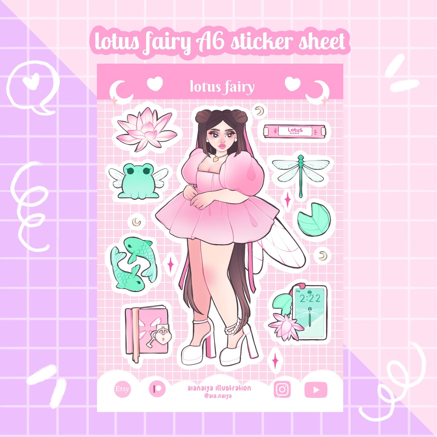 pink lotus trinkets fairy vinyl sticker sheet