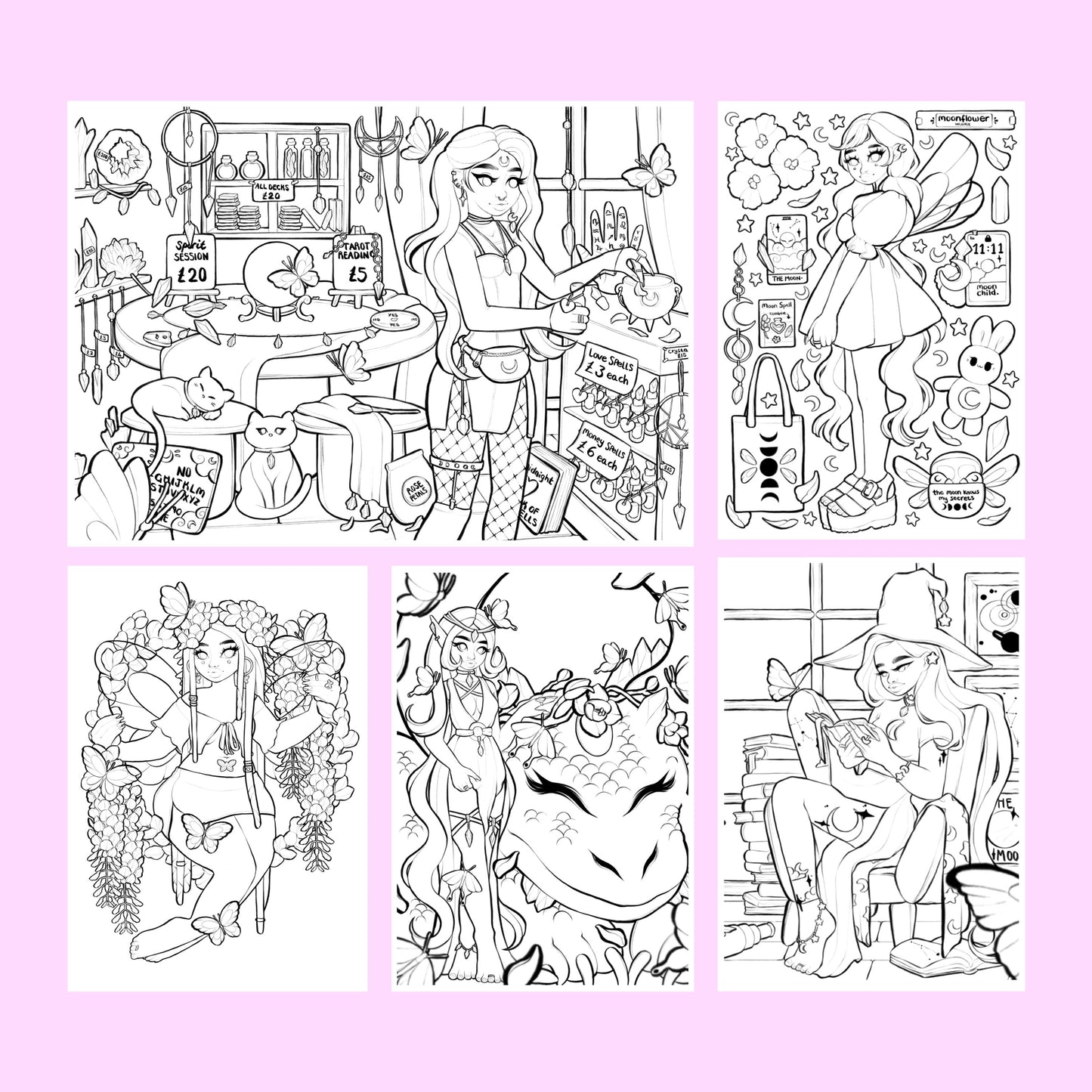 magical girls digital colouring book volume one