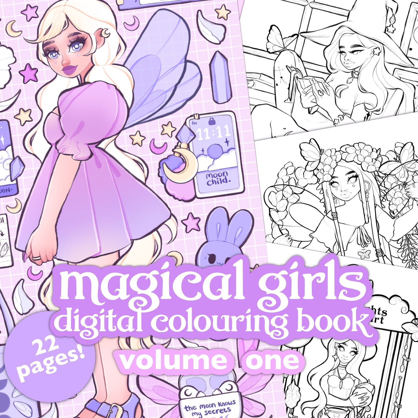 magical girls digital colouring book volume one