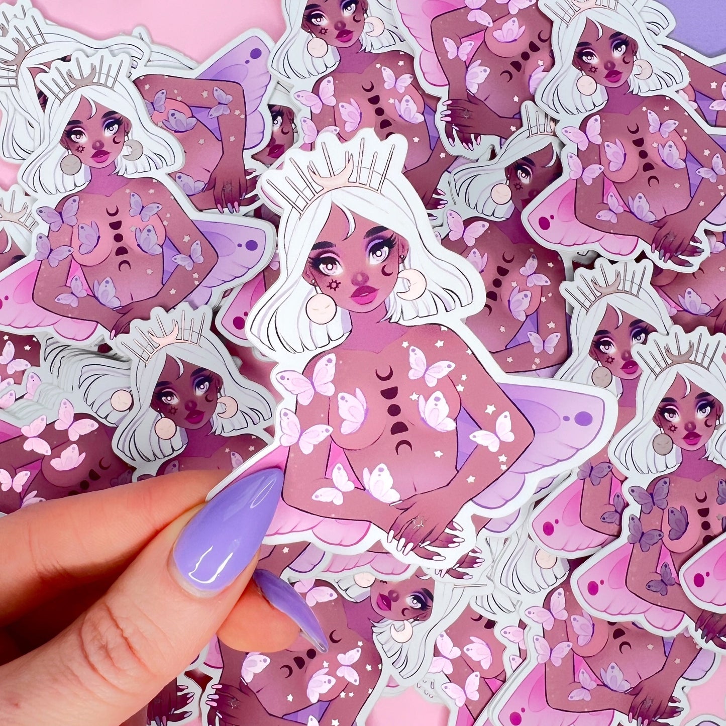 butterfly fairy goddess mirror vinyl matte die cut sticker