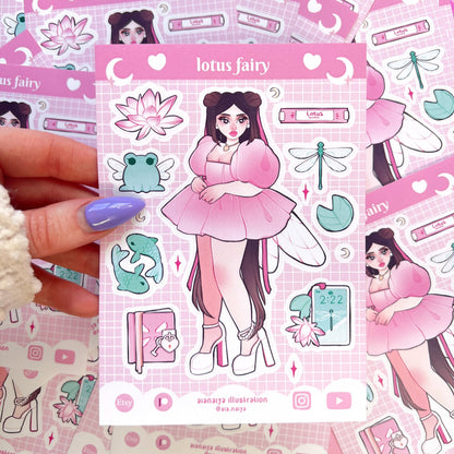 pink lotus trinkets fairy vinyl sticker sheet